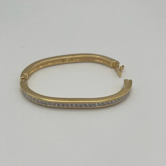 Swarovski Signed Gold-Tone Hinged Crystal Bracelet - Picture 4 of 8